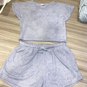 Fashion Nova Gray sweater shirt set XS